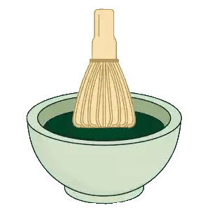 Matcha being whisked in a bowl