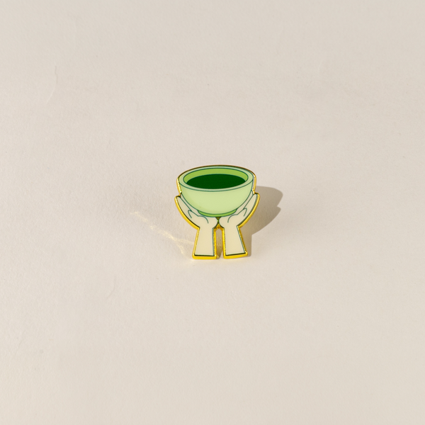 Warm Hands, Warm Bowl Enamel Pin