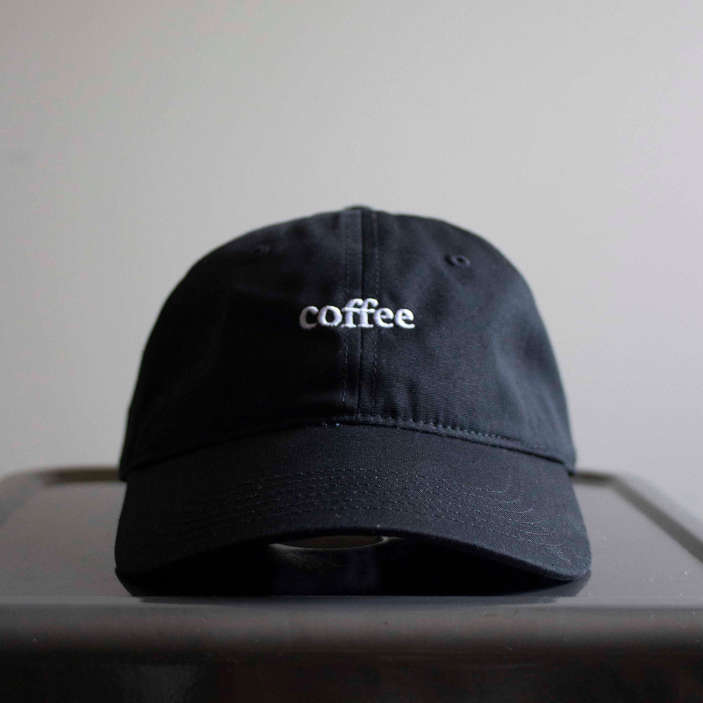 "Coffee" Hat - Black with white stitching - The Roasters Pack - Black with white text - Coffee Gear