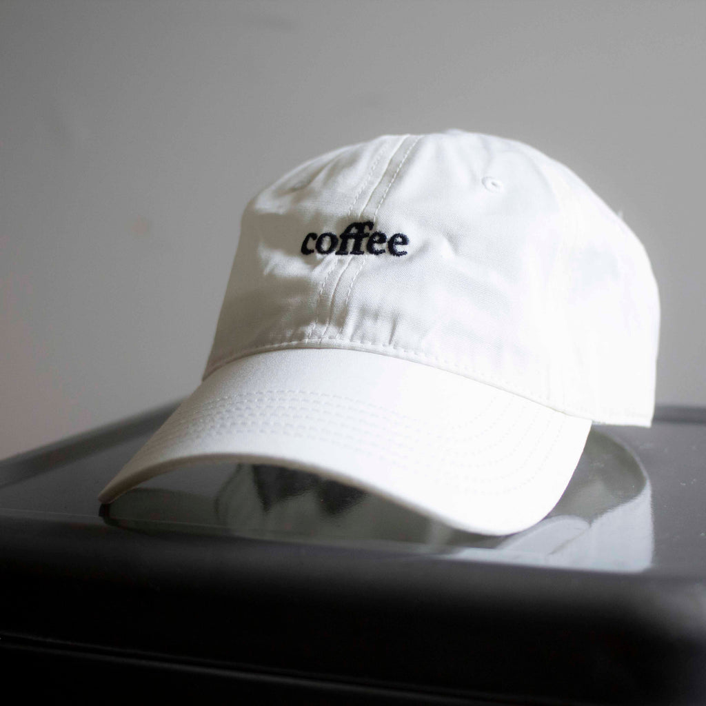 "Coffee" Hat - Natural white with black stitching - The Roasters Pack - Natural white with black text - Coffee Gear